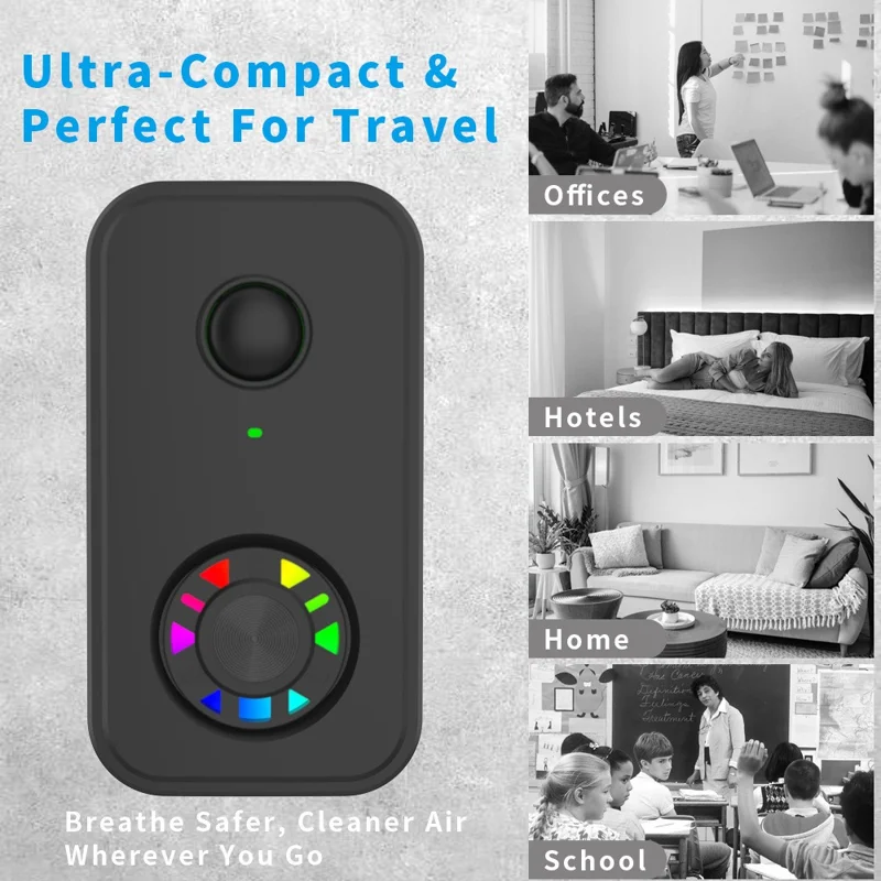 Air Purifier with 2 HEPA Filter Quiet Operation Negative Ion Generator for Odor Smoke Removal - Black / EU Plug