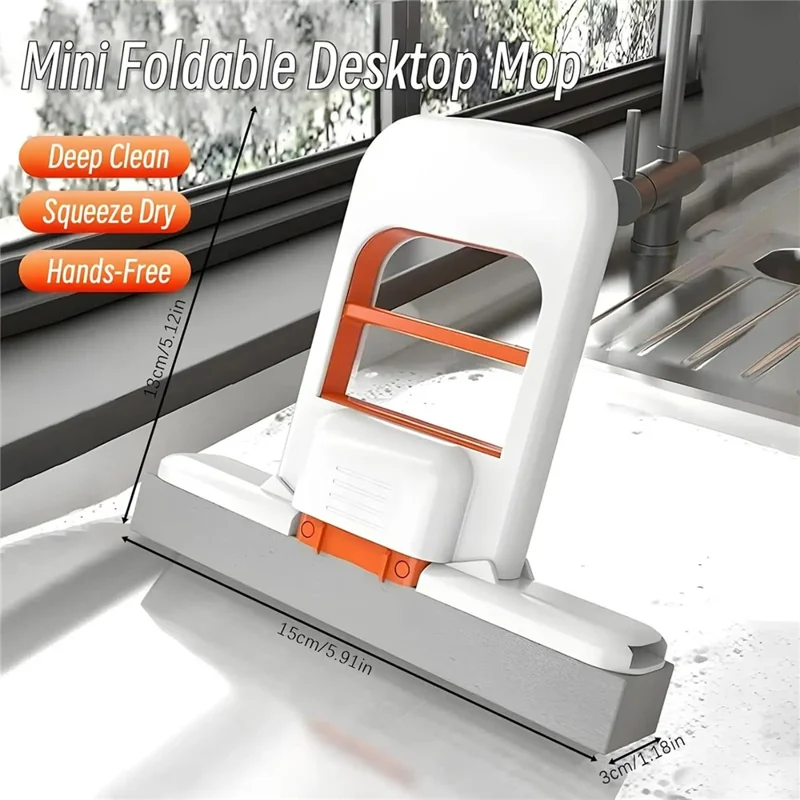 Mini Handheld Mop Sponge Head Foldable Floor Cleaner for Bathroom Kitchen Table Car Interior