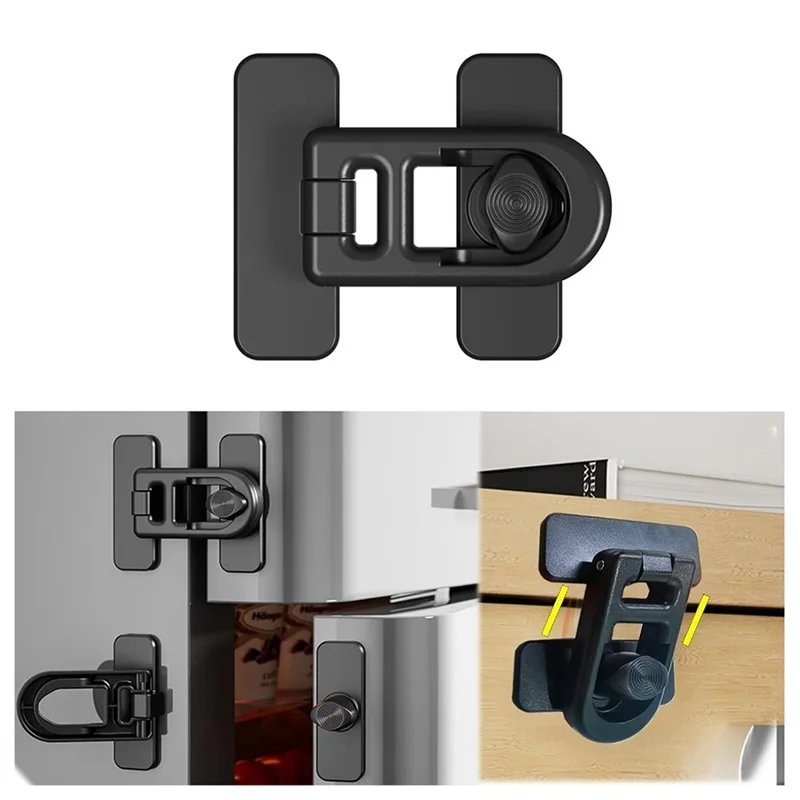 V80 Keyless Cabinet Refrigerator Lock Drill Free Adhesive Child Safety Lock Baby Anti Pinch Device - Black
