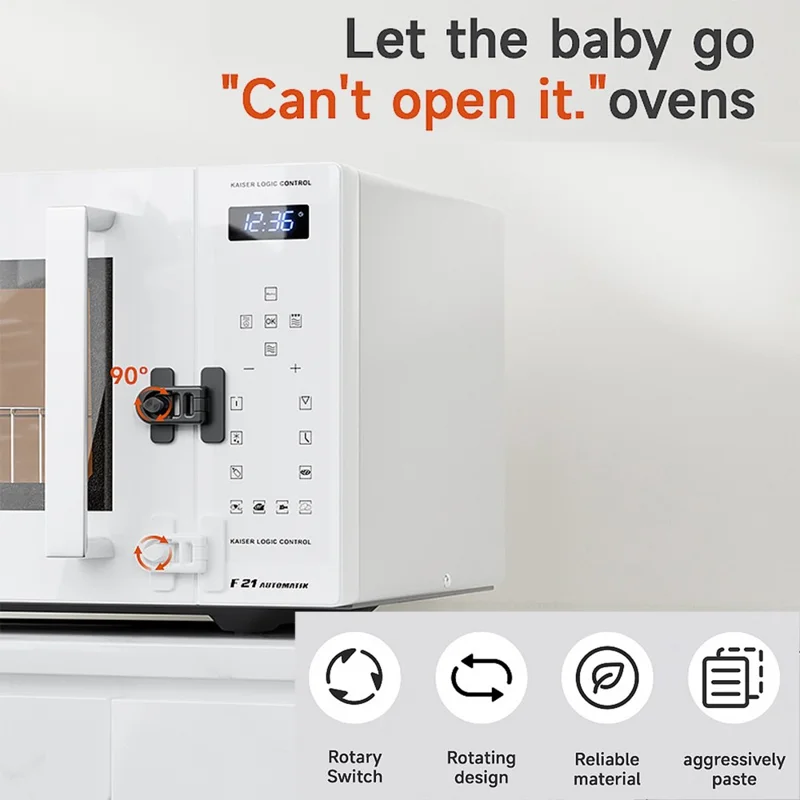 V80 Keyless Cabinet Refrigerator Lock Drill Free Adhesive Child Safety Lock Baby Anti Pinch Device - Black