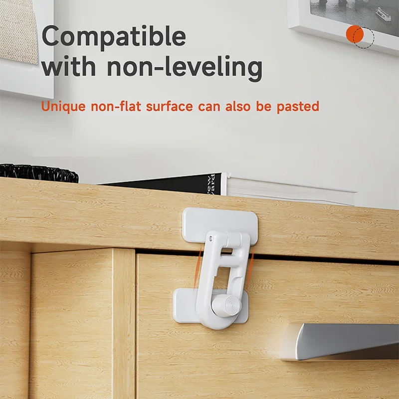 V80 Keyless Cabinet Refrigerator Lock Drill Free Adhesive Child Safety Lock Baby Anti Pinch Device - Black