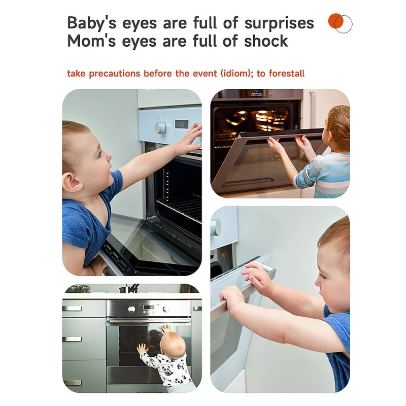 V80 Keyless Cabinet Refrigerator Lock Drill Free Adhesive Child Safety Lock Baby Anti Pinch Device - Black