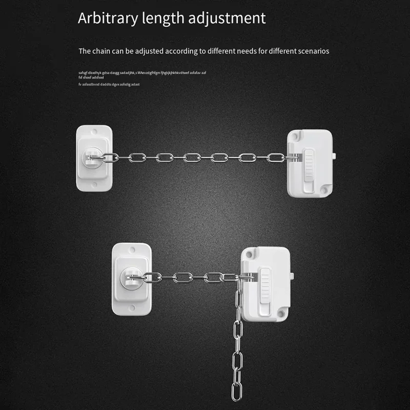 FT756 Adjustable Chain Drawer Lock Child Pet Safety Latch No Drill Cabinet Door Window Limiter