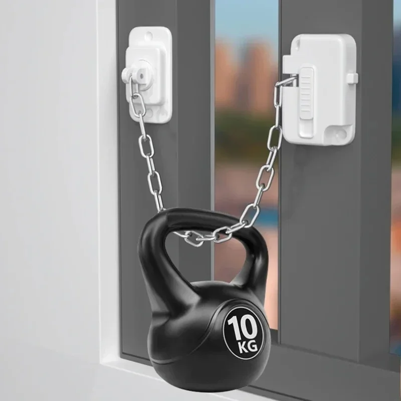 FT756 Adjustable Chain Drawer Lock Child Pet Safety Latch No Drill Cabinet Door Window Limiter