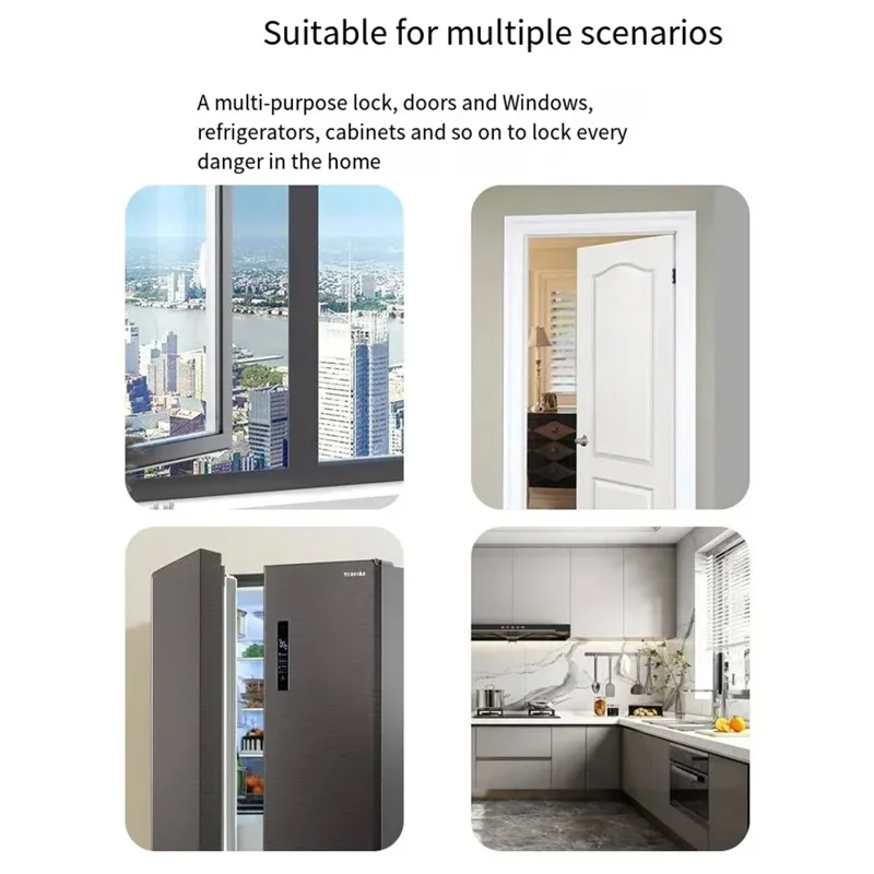 FT756 Adjustable Chain Drawer Lock Child Pet Safety Latch No Drill Cabinet Door Window Limiter