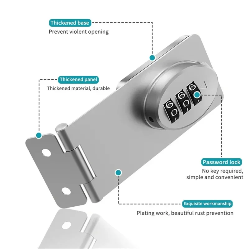 FT686 Electroplated Stainless Steel Drawer Lock for Child Safety 3-Digit Combination Lock Cabinet Door Password Lock