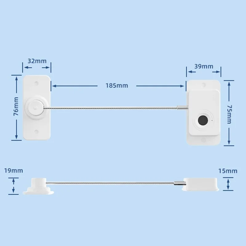 FQ20 Drill Free Fingerprint Lock for Window Refrigerator Drawer Sliding Door Security Chain Limiter - Black