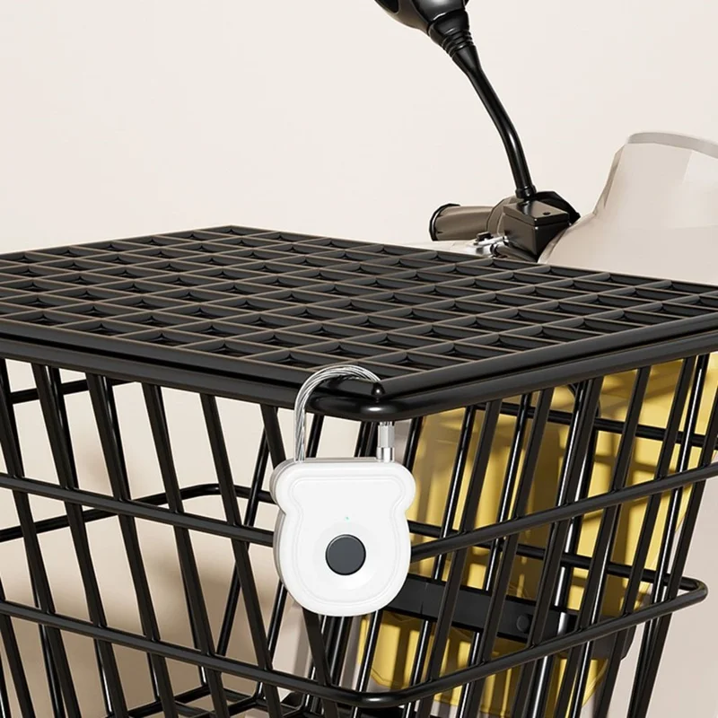 Cadeado de segurança com impressão digital inteligente F335 para mala, mochila, cesta de bicicleta, recarregável via USB-C - Preto