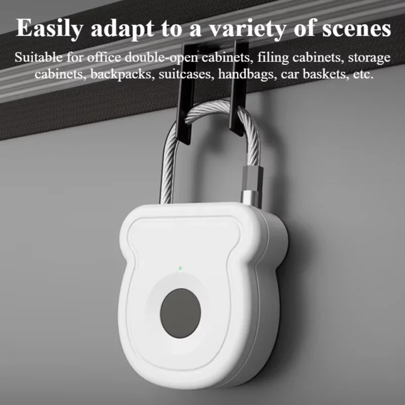 Cadeado de segurança com impressão digital inteligente F335 para mala, mochila, cesta de bicicleta, recarregável via USB-C - Preto