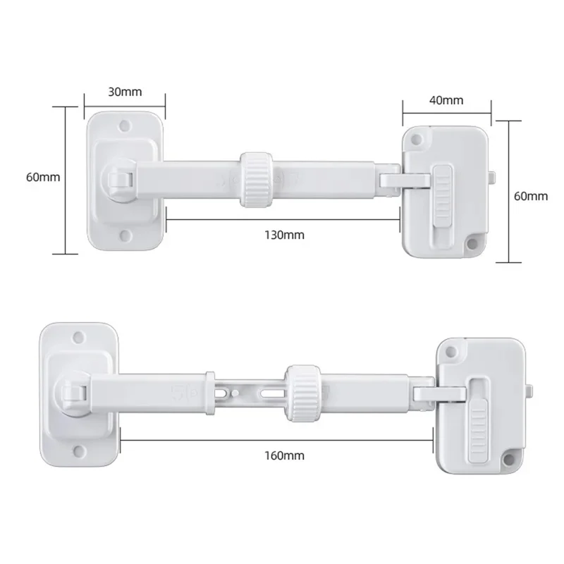 FT1 Keyless Window Lock Limiter Adjustable Length Baby Safety Lock No Drill Sliding Door Lock - White