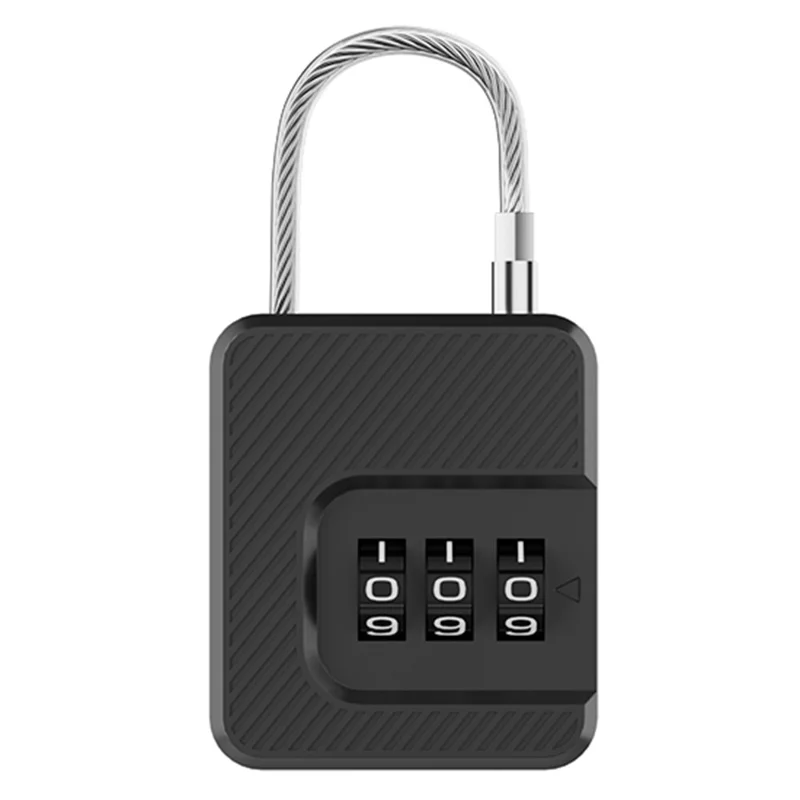 F337 3-Digit Combination Lock for Luggage Backpack Bike Basket Steel Cable Padlock Mini Security Lock - Black