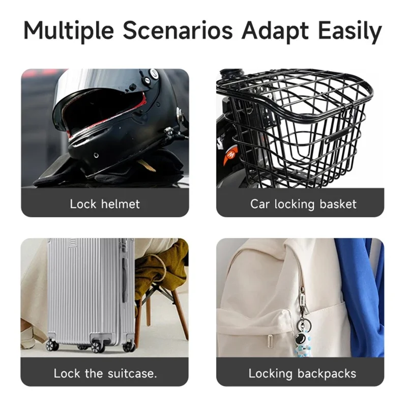 F337 3-Digit Combination Lock for Luggage Backpack Bike Basket Steel Cable Padlock Mini Security Lock - White