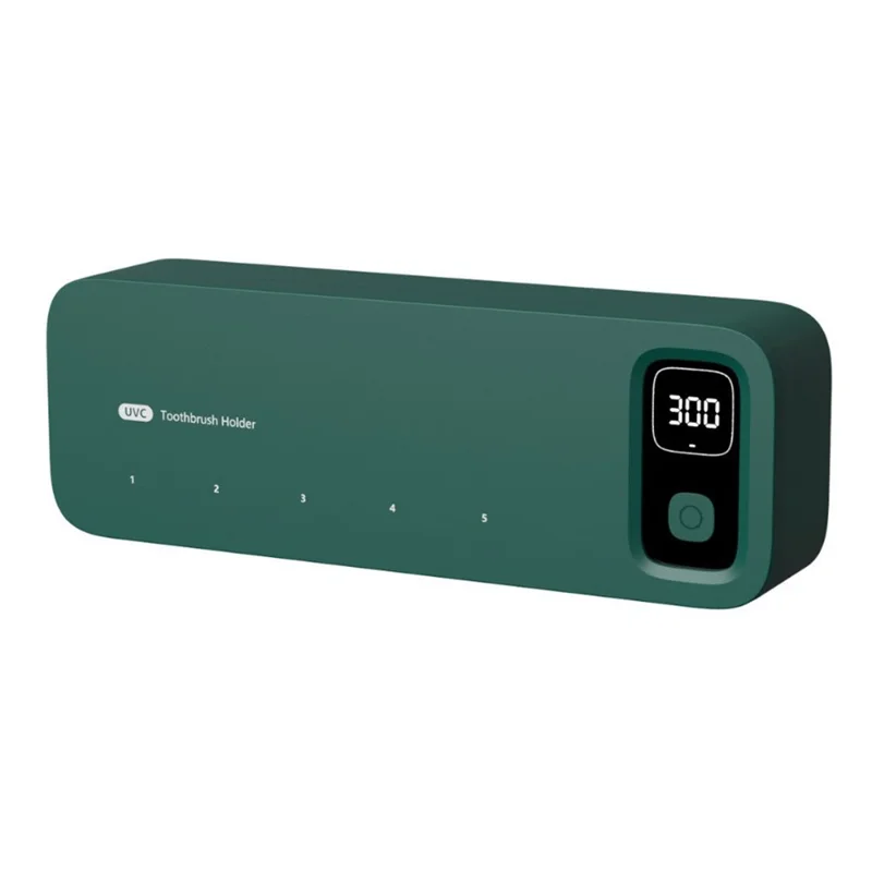 ES901A Wall Mounted 5 Slots Toothbrush UV Sanitizer No Drill Sterilization Storage Box - Dark Green