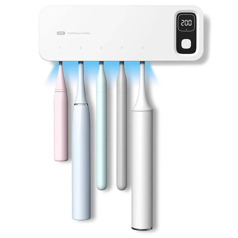 ES901A Wall Mounted 5 Slots Toothbrush UV Sanitizer No Drill Sterilization Storage Box - Dark Green