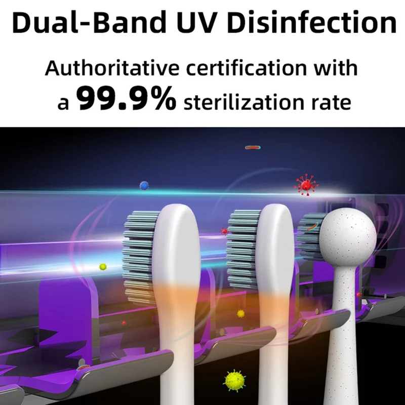 ES905 Wall Mounted UV Sterilizer Drying Toothbrush Holder with LED Display No Drilling Automatic Storage Box - White