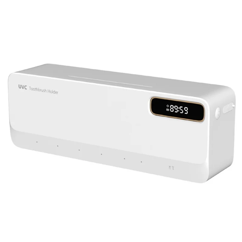 ES905 Wall Mounted UV Sterilizer Drying Toothbrush Holder with LED Display No Drilling Automatic Storage Box - White