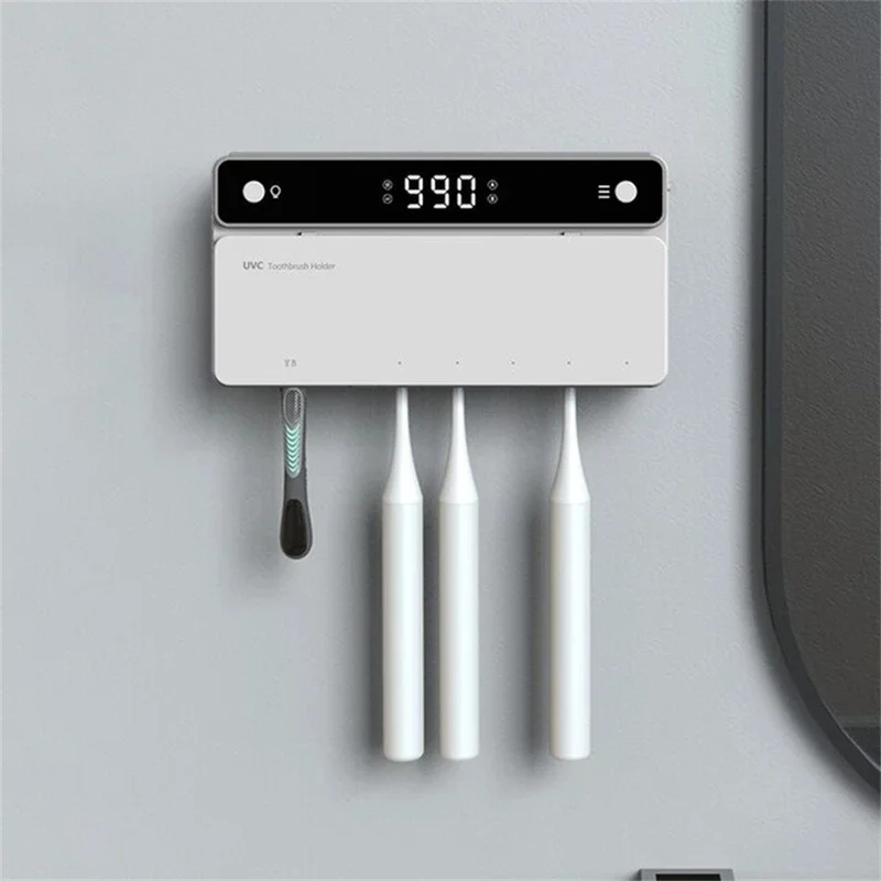 ES903 For Toothbrush and Razor UV Sterilizer No Drilling Wall Mounted Automatic Drying Storage Box - White