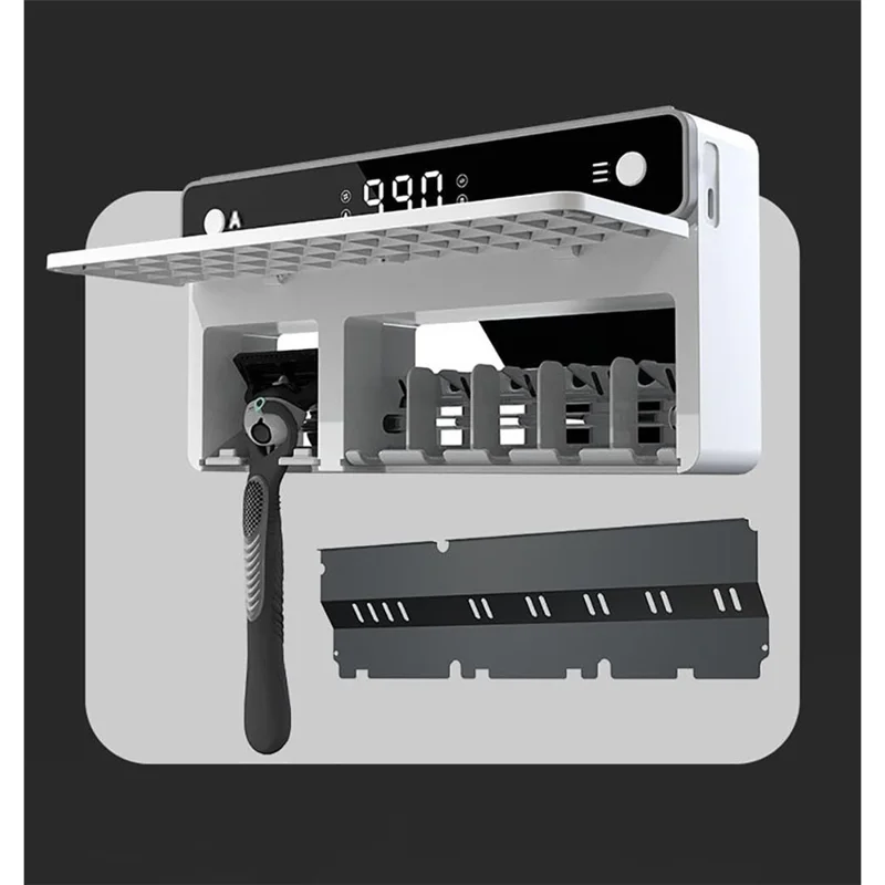 ES903 For Toothbrush and Razor UV Sterilizer No Drilling Wall Mounted Automatic Drying Storage Box - White