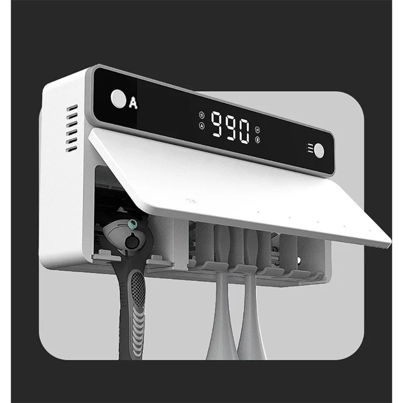 ES903 For Toothbrush and Razor UV Sterilizer No Drilling Wall Mounted Automatic Drying Storage Box - White