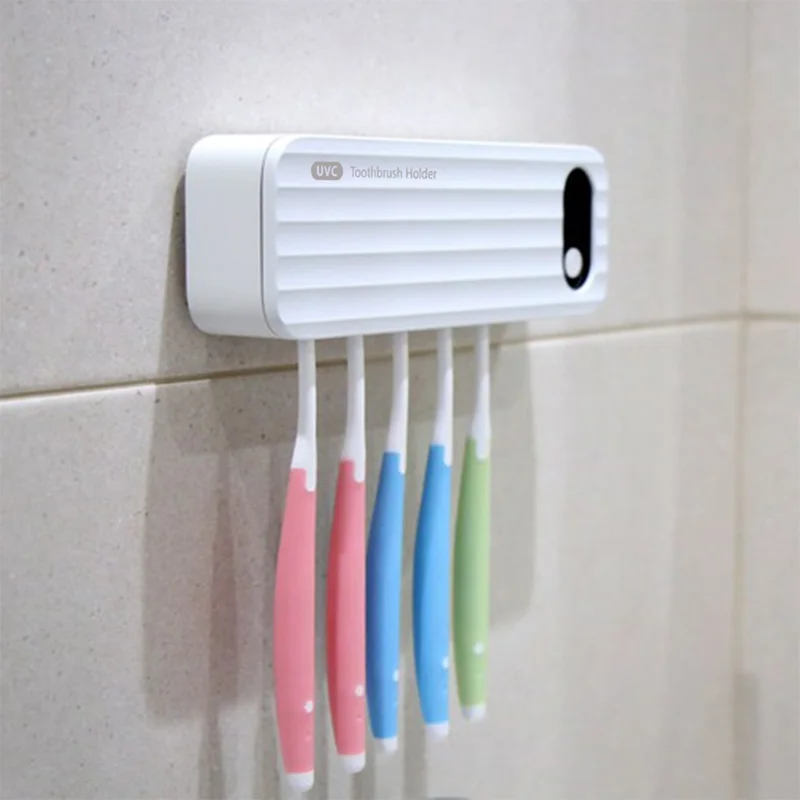 ES901B Rechargeable UV Toothbrush Sanitizer Wall Mounted No Drill Storage Box for 5 Toothbrushes