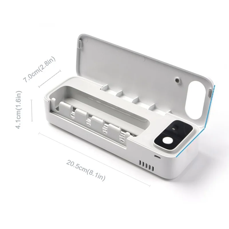 ES901B Rechargeable UV Toothbrush Sanitizer Wall Mounted No Drill Storage Box for 5 Toothbrushes