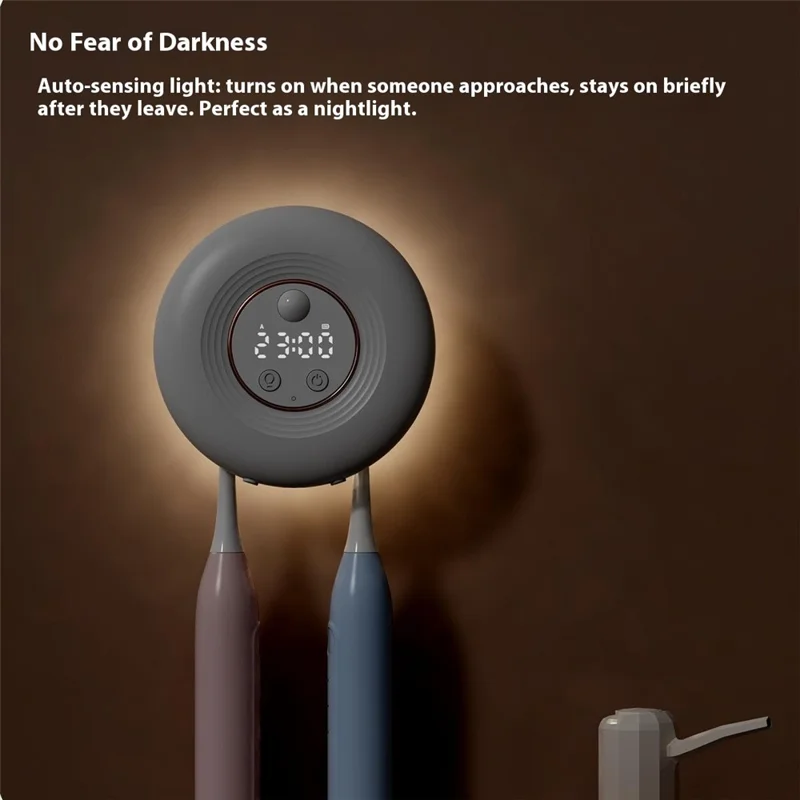 ES907 Dual Slot Sterilization Dryer Holder Box for Toothbrush Wall Mounted Smart UV Sanitizer - Black