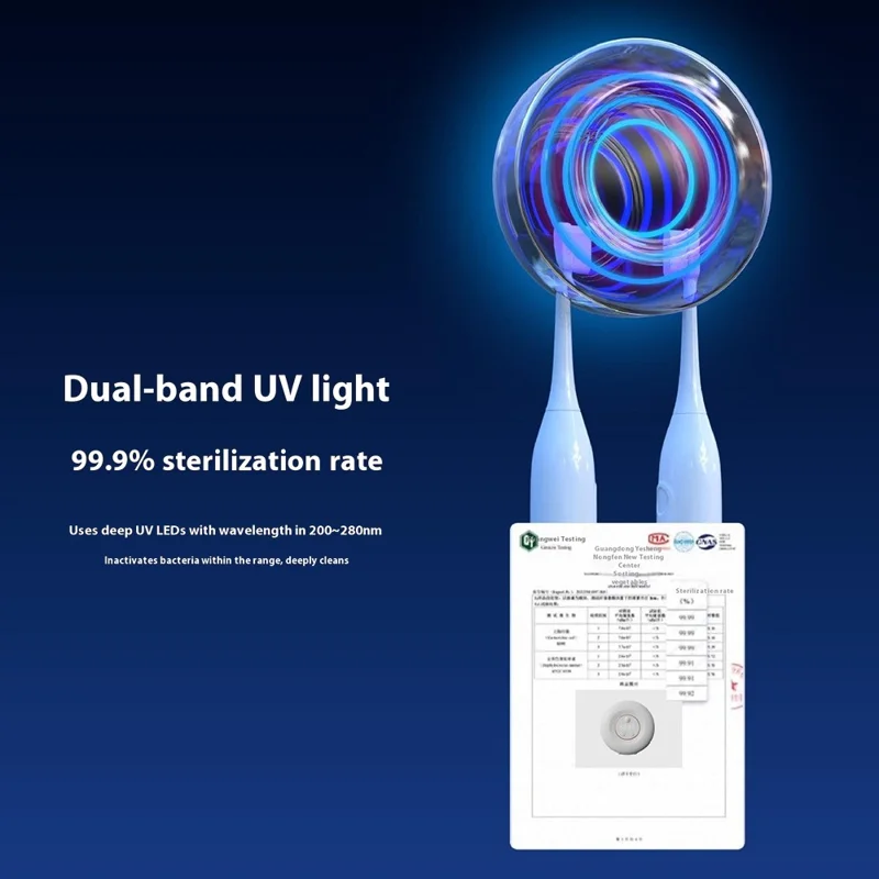 ES907 Dual Slot Sterilization Dryer Holder Box for Toothbrush Wall Mounted Smart UV Sanitizer - Black