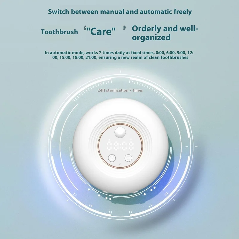 ES907 Dual Slot Sterilization Dryer Holder Box for Toothbrush Wall Mounted Smart UV Sanitizer - Black