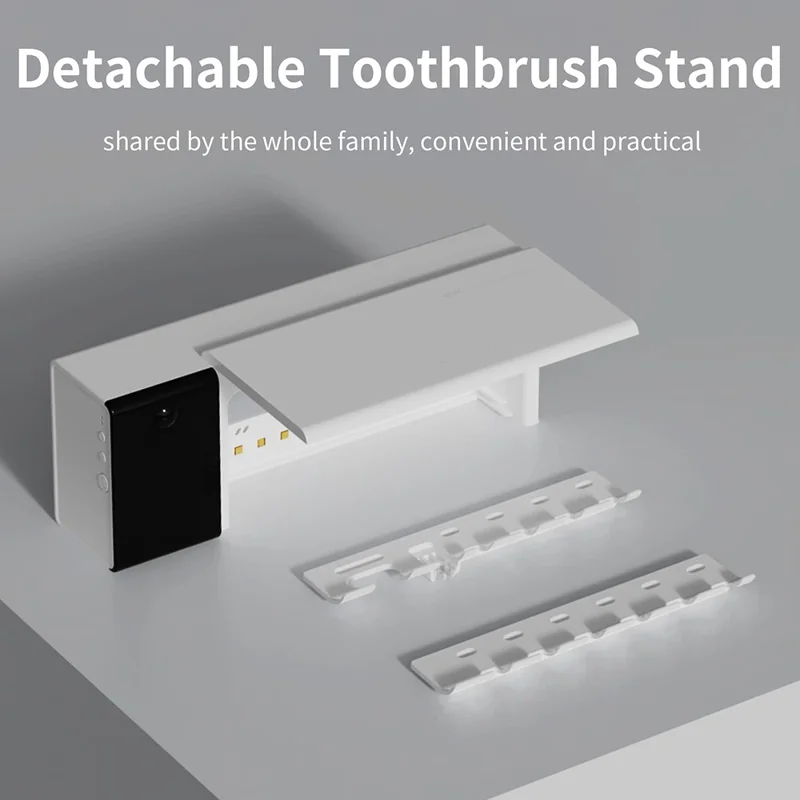 ES909 Wall Mounted Smart UV Toothbrush Sanitizer No Drill Drying Storage Sterilization Box with LED Clock