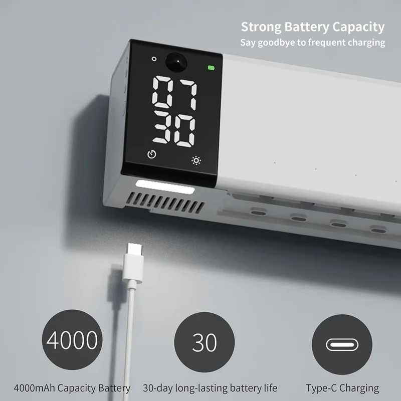 ES909 Wall Mounted Smart UV Toothbrush Sanitizer No Drill Drying Storage Sterilization Box with LED Clock