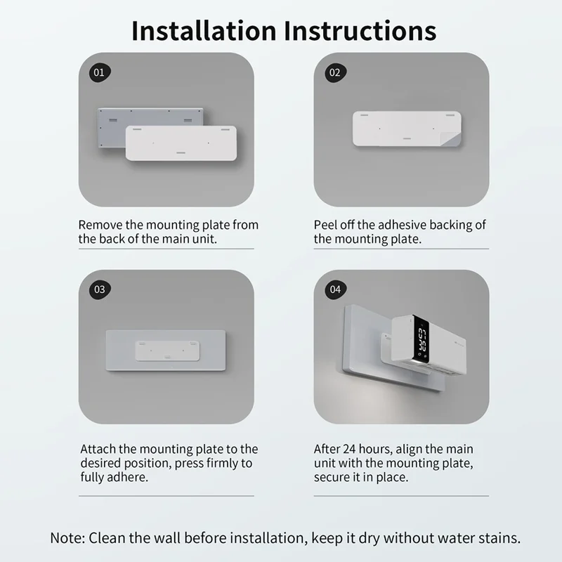 ES909 Wall Mounted Smart UV Toothbrush Sanitizer No Drill Drying Storage Sterilization Box with LED Clock