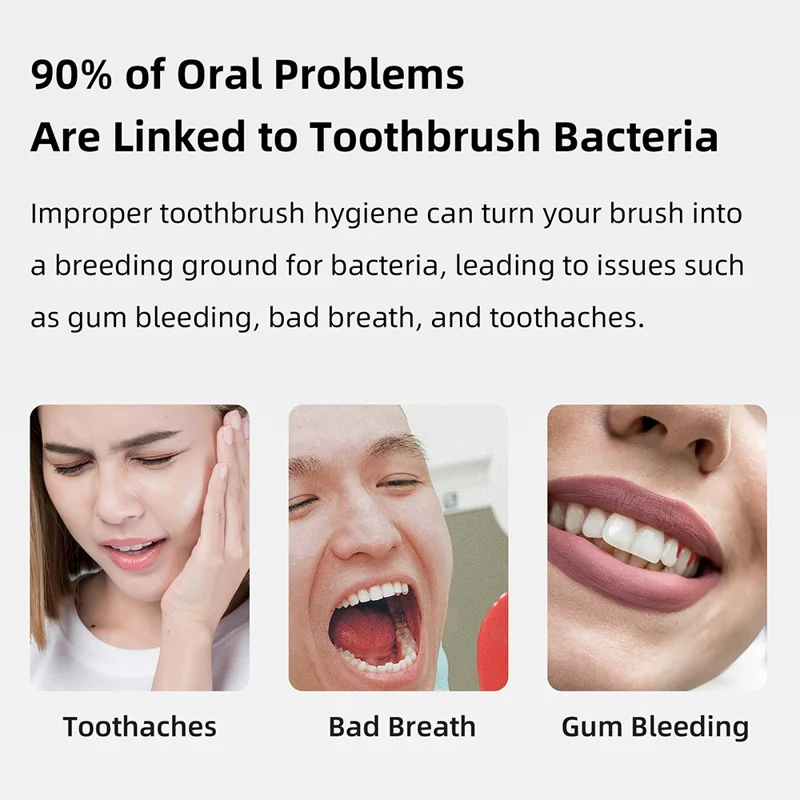 ES-X7 For Single Toothbrush UV Sanitizer Wall Mounted UVC Sterilization Drying Box with LED Display - Black