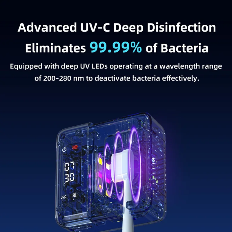 ES-X7 For Single Toothbrush UV Sanitizer Wall Mounted UVC Sterilization Drying Box with LED Display - Black