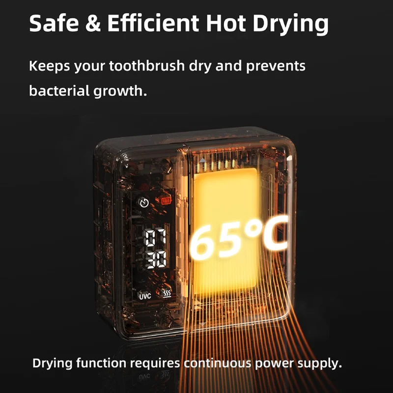 ES-X7 For Single Toothbrush UV Sanitizer Wall Mounted UVC Sterilization Drying Box with LED Display - Black