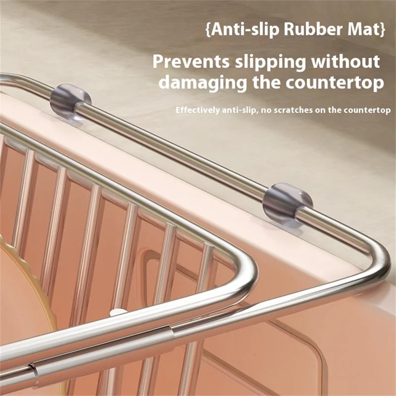 Kitchen Sink Drainer Basket Stainless Steel 34.5-45.5cm Adjustable Dish Drying Rack Organizer