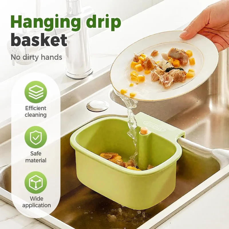 Sink Strainer Basket with Waste Filter Detachable Design Press Bottom for Kitchen Draining Filtering - Yellow
