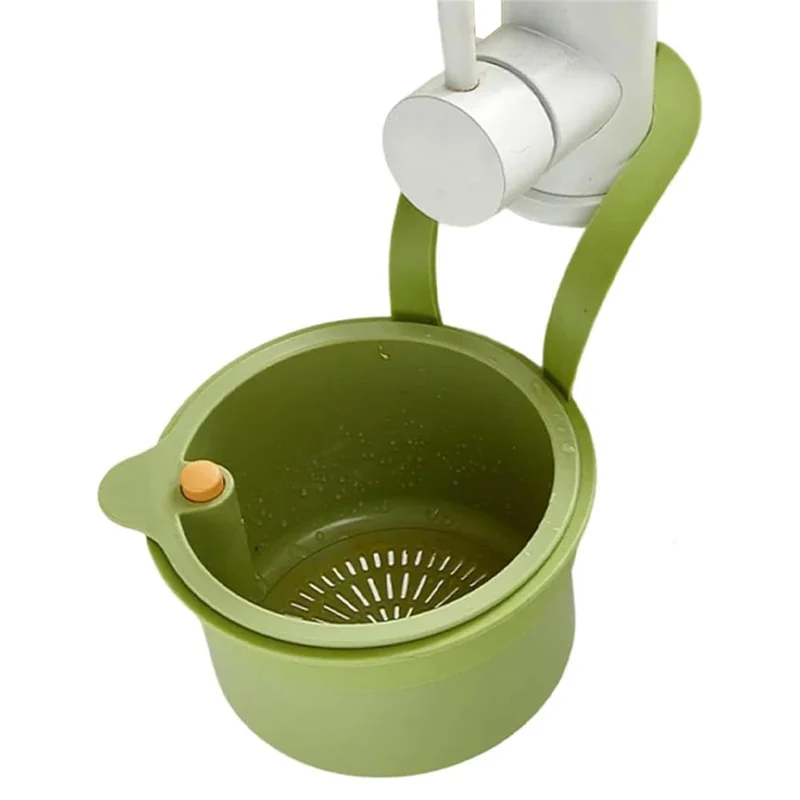 Sink Strainer Basket Hanging Food Waste Filter Fruit Vegetable Washing Drainer for Kitchen - Green