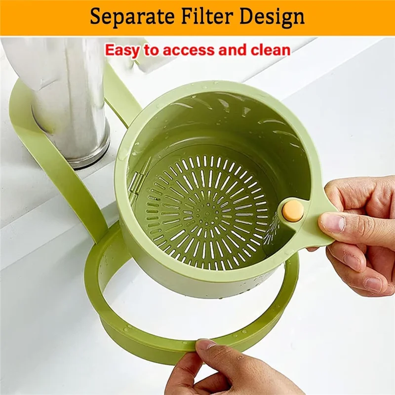 Sink Strainer Basket Hanging Food Waste Filter Fruit Vegetable Washing Drainer for Kitchen - Green