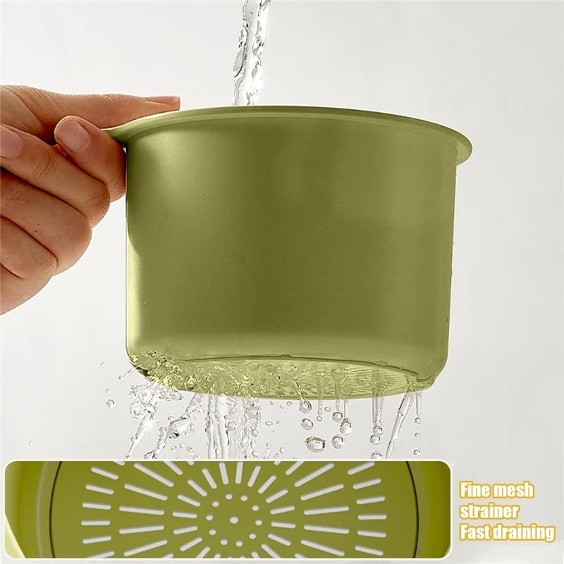 Sink Strainer Basket Hanging Food Waste Filter Fruit Vegetable Washing Drainer for Kitchen - Green