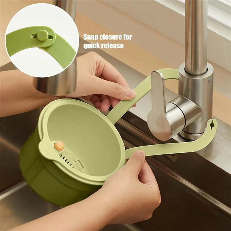 Sink Strainer Basket Hanging Food Waste Filter Fruit Vegetable Washing Drainer for Kitchen - Green