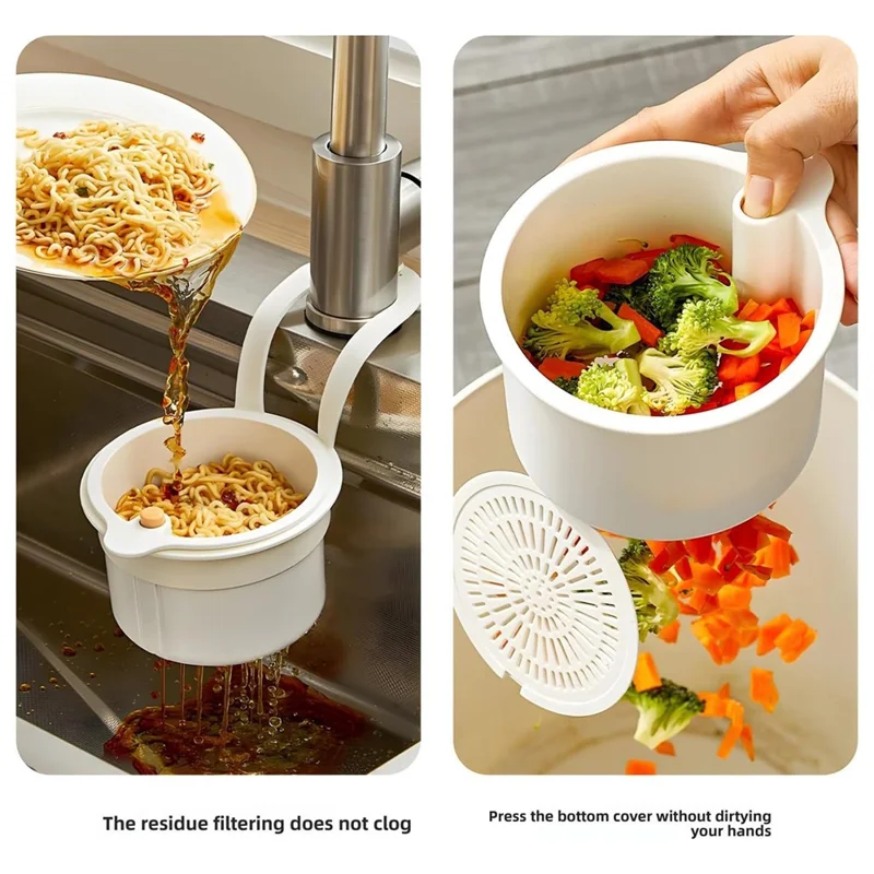 Sink Strainer Basket Hanging Food Waste Filter Fruit Vegetable Washing Drainer for Kitchen - Green