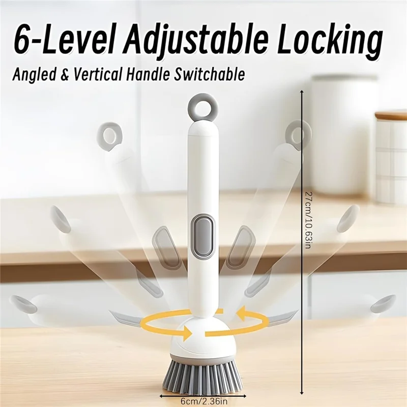 Creative Long Handle Rotating Dish Brush with Soap Dispenser for Kitchen Cleaning Pots Pans Dishwashing - Green