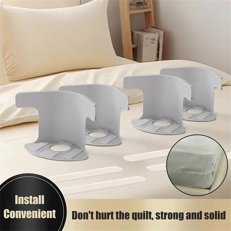 4Pcs Bed Sheet Fasteners Multi-Function Small Sheet Straps Anti-Slip Clip Holders - Grey