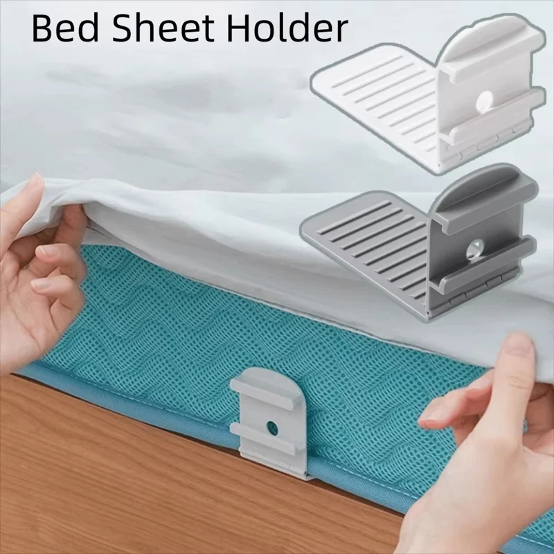 4Pcs Bed Sheet Fasteners Adjustable Clip Holders Anti Slip Gripper Straps for Mattress Covers - White