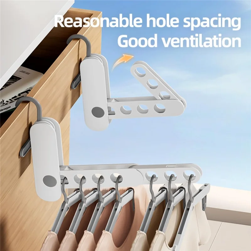 Travel Folding Clothes Hanger 7 Hole Portable Drying Rack for Hotel Business Trip Clothing Organizer - Blue