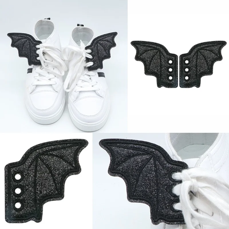 Clipes de Sapato de Asa de Morcego de Halloween Preto Decorações de Cadarço de Bota DIY Acessórios para Calçados 10,5 x 10 cm - Estilo 01