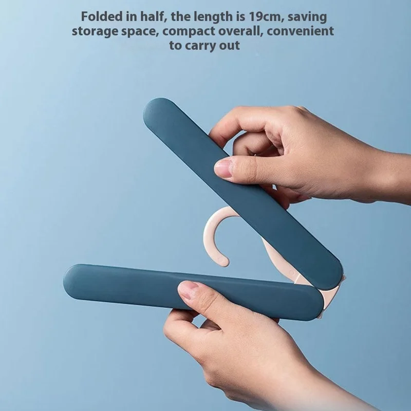 Foldable Travel Clothes Hanger Portable Drying Rack With Hidden Clips For Socks Underwear - Blue