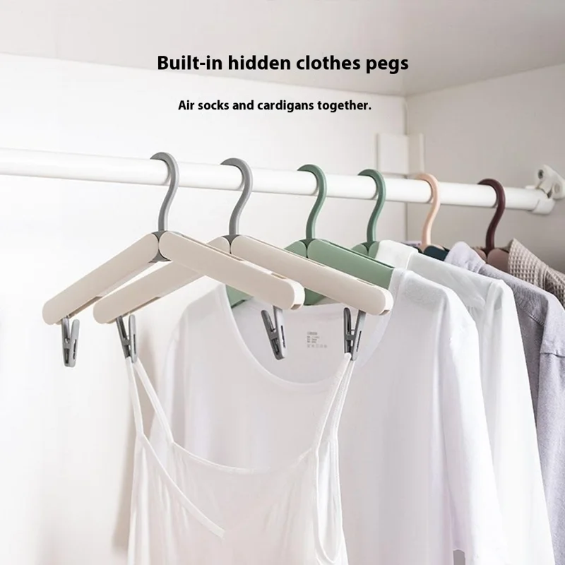 Foldable Travel Clothes Hanger Portable Drying Rack With Hidden Clips For Socks Underwear - Blue