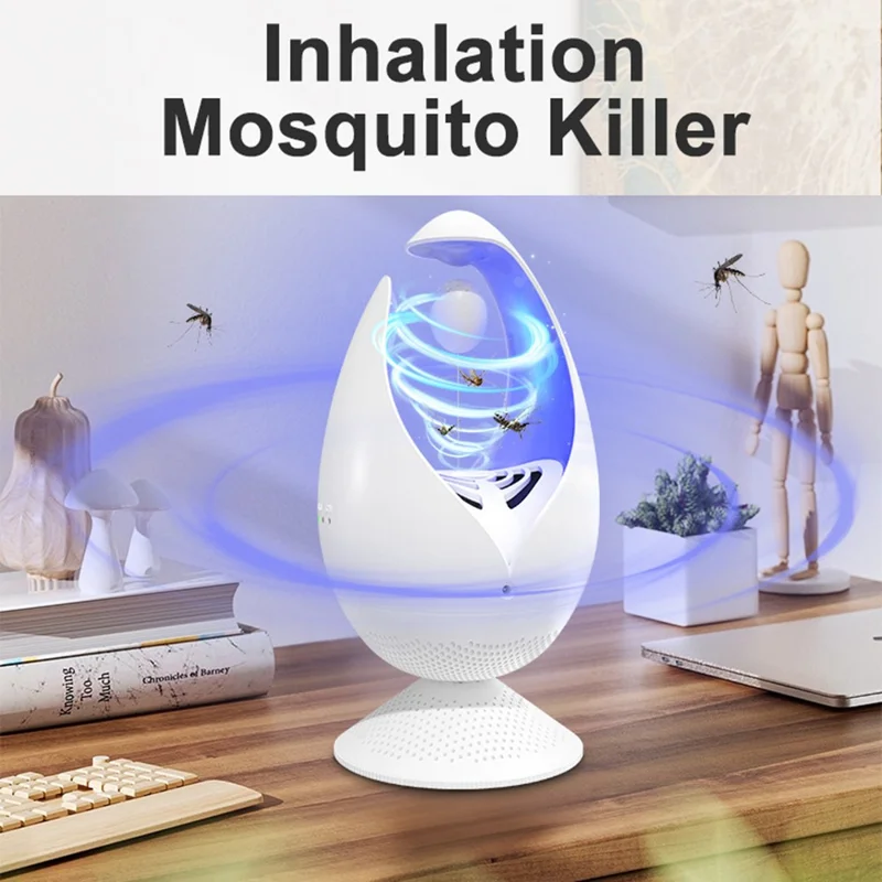 Lámpara mata mosquitos USB DC-9026 tipo succión, trampa de insectos con luz para exteriores con almohadilla adhesiva - Blanco