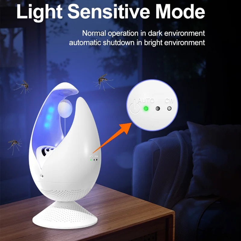 Lámpara mata mosquitos USB DC-9026 tipo succión, trampa de insectos con luz para exteriores con almohadilla adhesiva - Blanco
